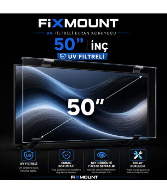 FIXMOUNT 50 İnç UV Filtreli TV Ekran Koruyucu Tüm Tv'ler ile Uyumlu